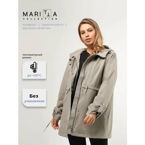фото Куртка maritta весна-лето 2021, размер 40, серо-бежевый