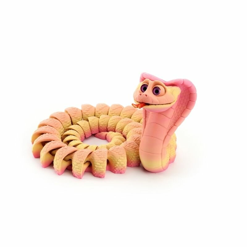 (1 шт) 3D-печатная змея "Кобра" (весна) 34 см