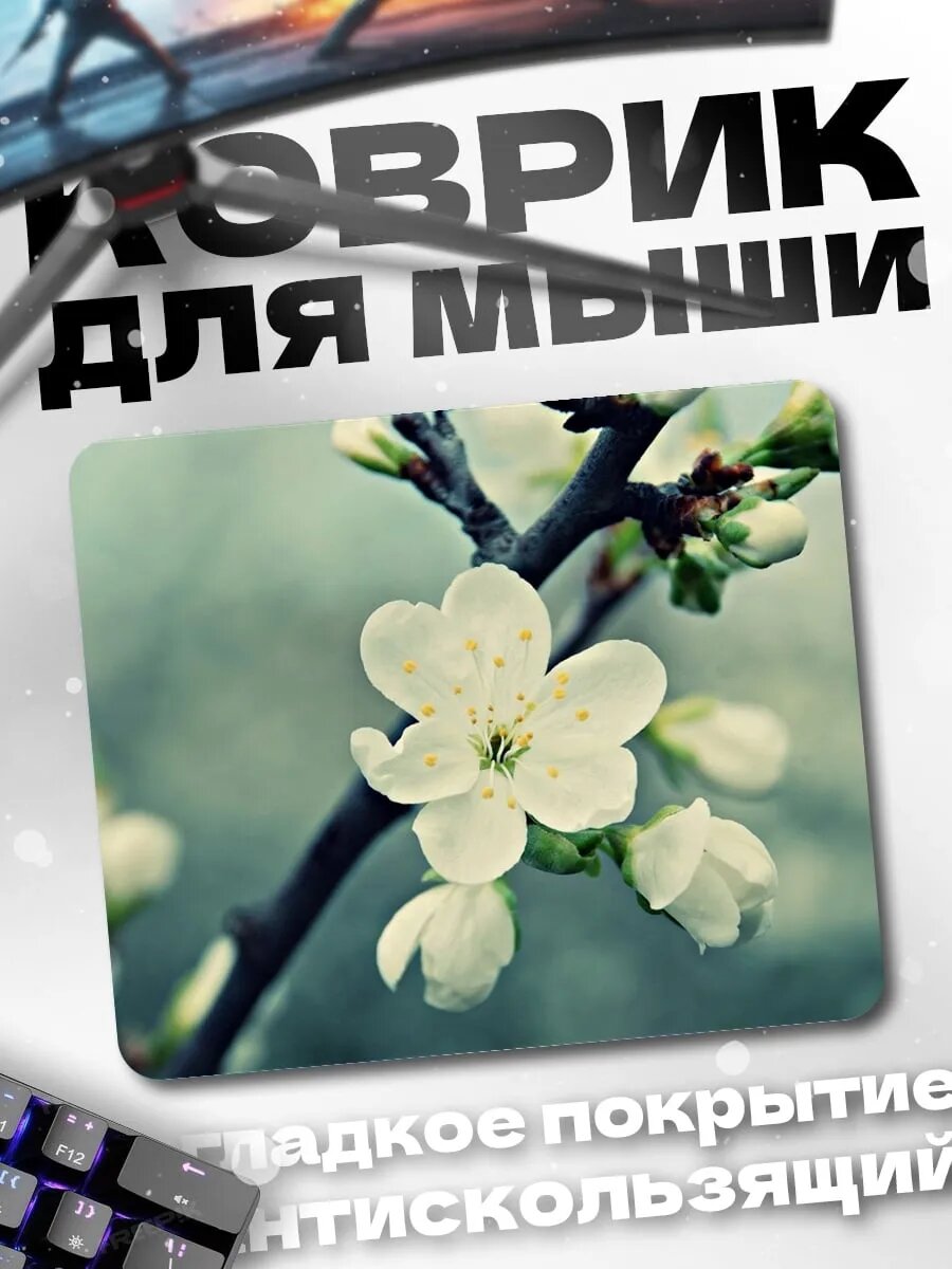 Коврик для мыши Цветущая вишня ветка