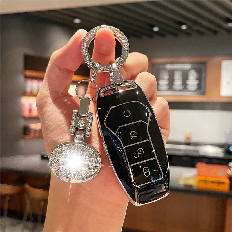 Чехол для ключа автомобиля BYD Dolphin, Han EV, Song Pro, Qin Plus, Yuan Plus, Seagull, Seal черный классический с