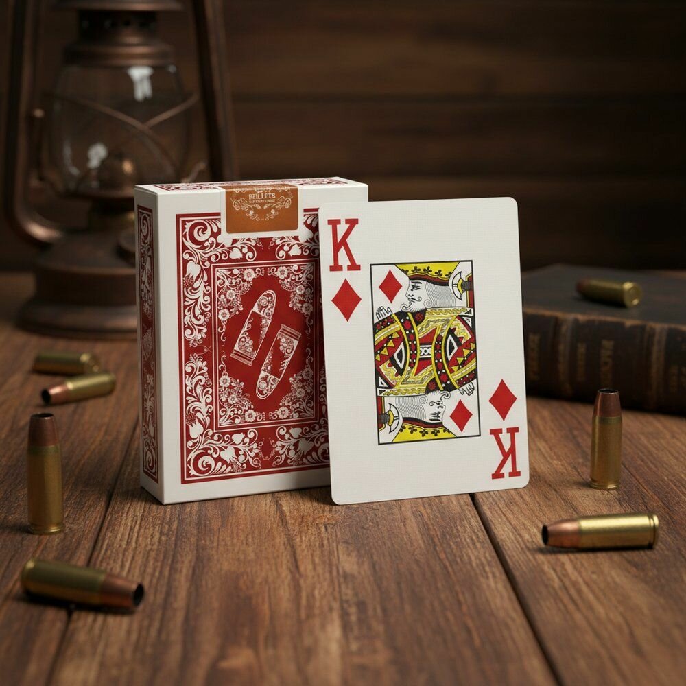 Карты "Bullets" 100% пластик, красная рубашка 61923