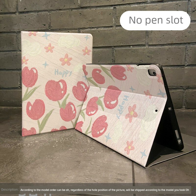 Силиконовый книжный чехол для iPad Air 2 9.7 дюймов с розовым тюльпаном