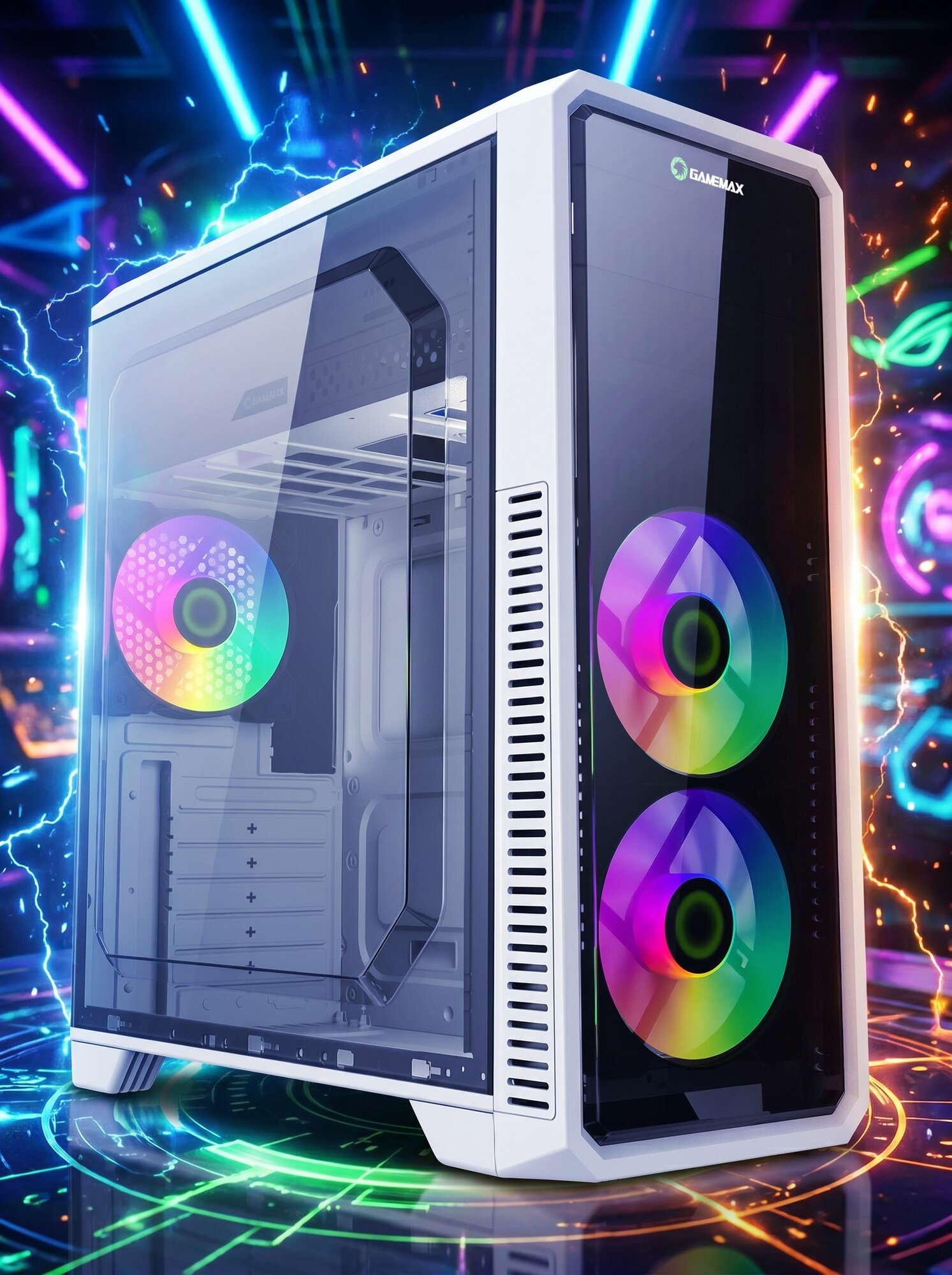 Корпус для ПК GAMEMAX G561-FRGB Белый Midi-Tower вентиляторы FRGB