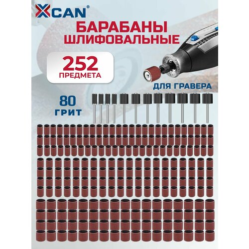 фото Набор шлифвальных барабанов xcan с оправками, р80, 252 предмета
