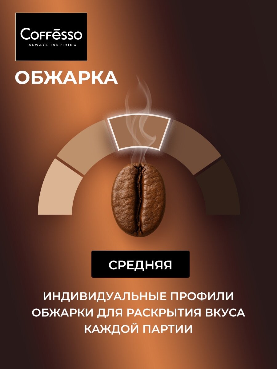 Кофе в зернах 1 кг Coffesso Brunette, мягкая упаковка, 100% робуста, средняя обжарка, зерновой — фото 8