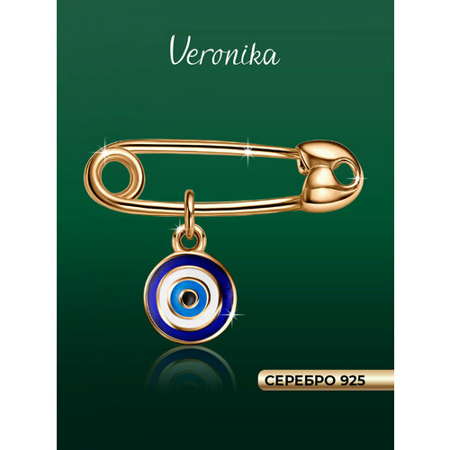 фото Брошь veronika, серебро, 925 проба, золочение, эмаль, , золотистый