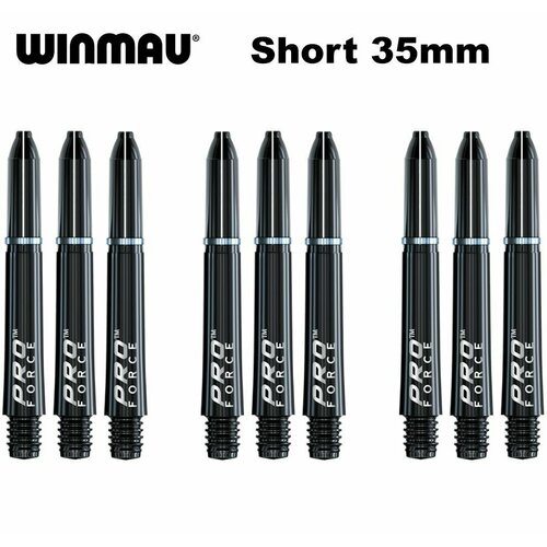 фото Короткие хвостовики (9 шт) для дротиков winmau pro force (black, short, 35mm)