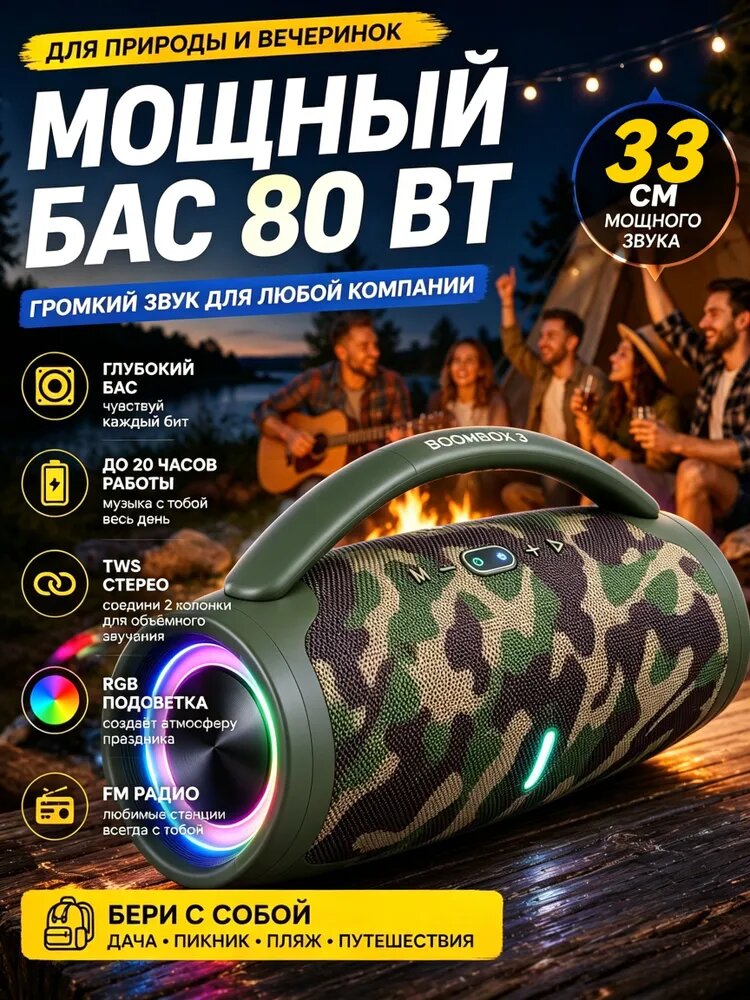 Колонка блютуз беспроводная BOOMSBOX3 40W синяя