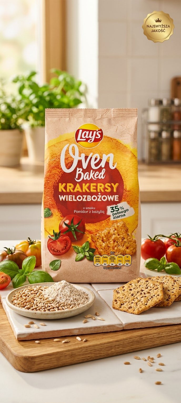 Lays Oven Baked Мультизерновые крекеры со вкусом Помидор с базиликом