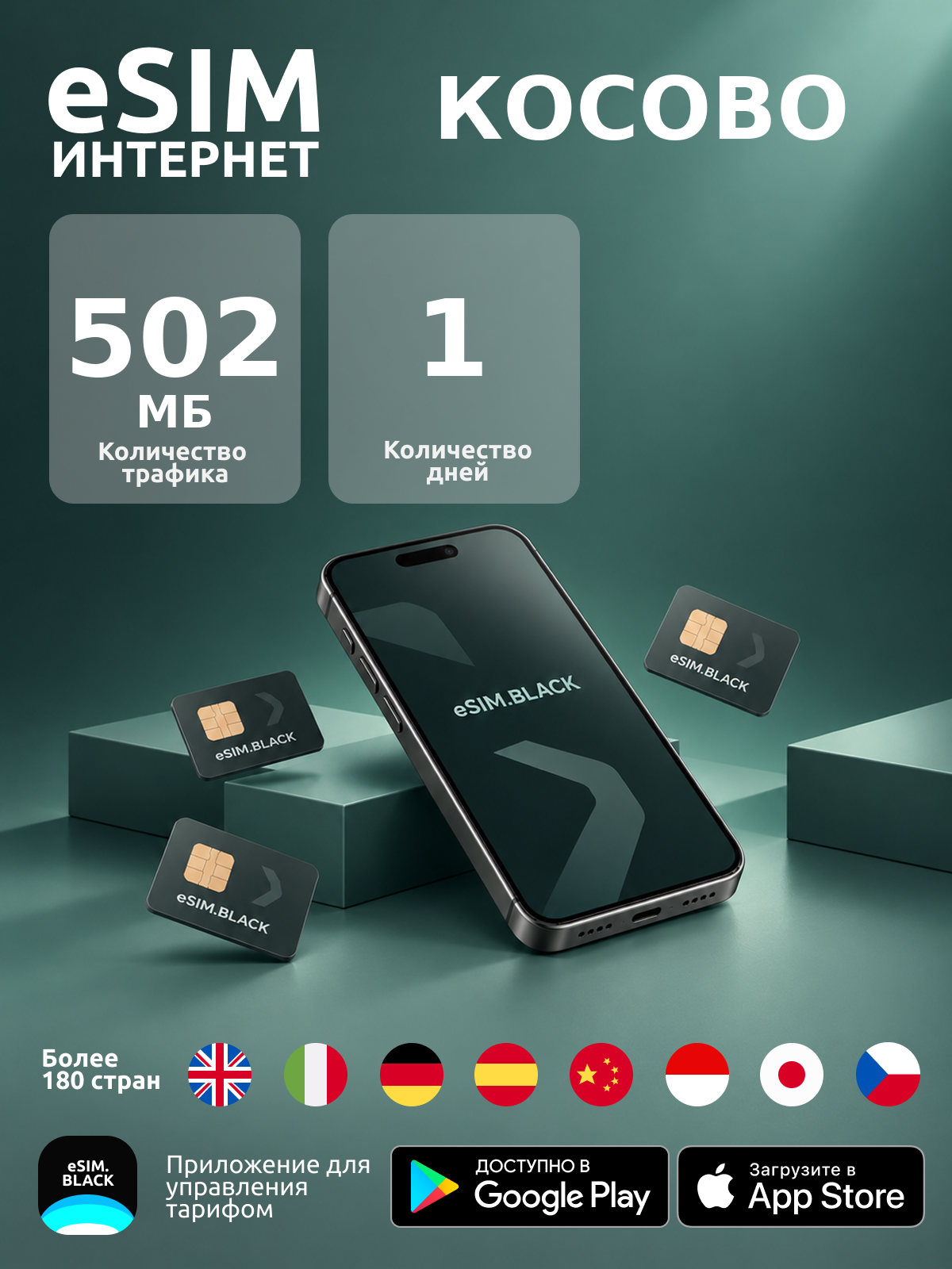 Косово/1 день/502 МБ - eSIM для мобильного интернета ( iPhone | Android ).
