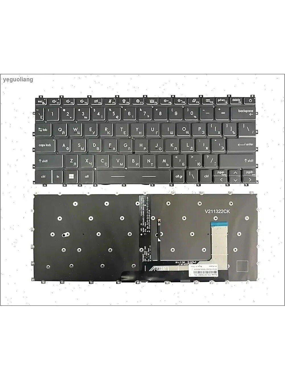 Клавиатура для MSI Modern 14-C5M 14-C7M MS-14JK Modern 14-C11M C12M C13M MS-14J1 MS-14J3 Черная с подсветкой