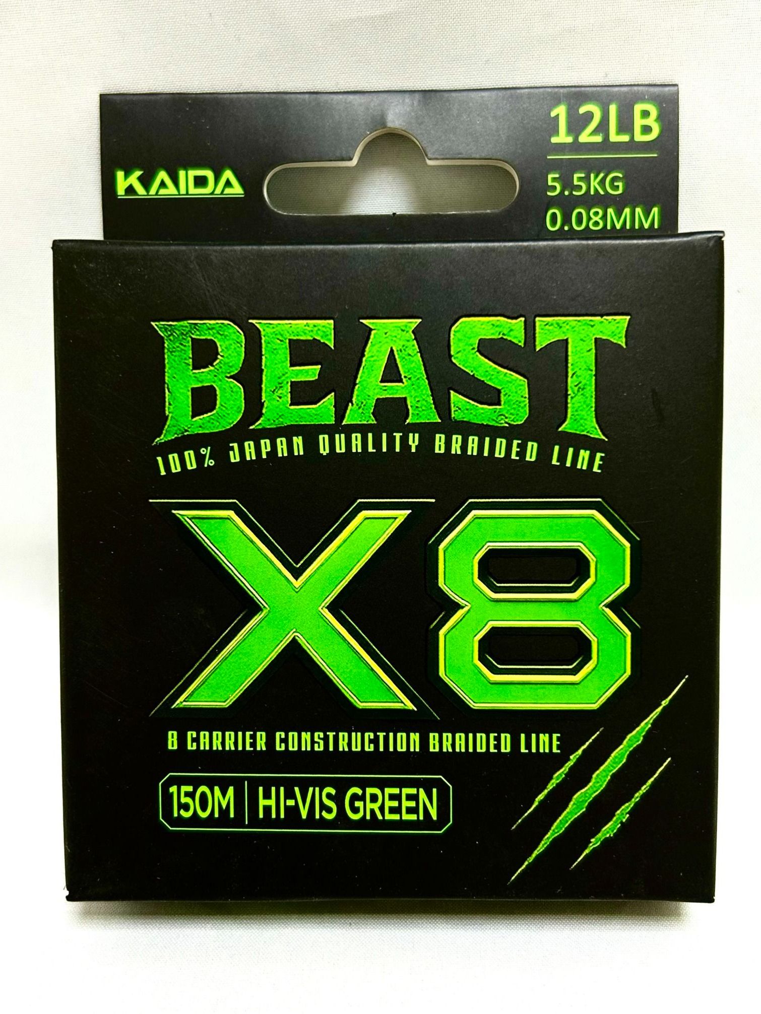 Плетеный шнур KAIDA BEAST X8 0,08 мм - 5,5 кг, 150 метров, зеленый