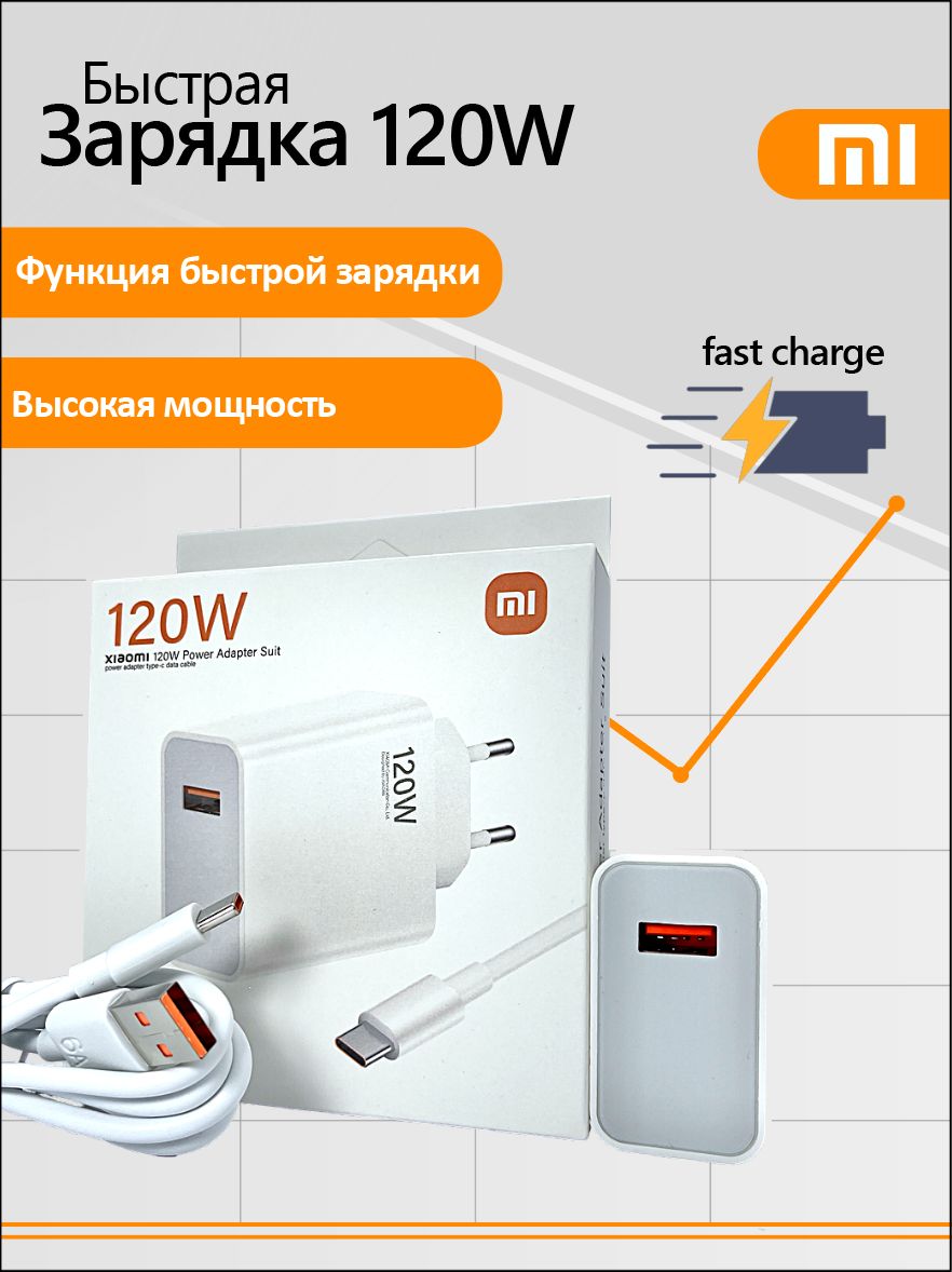 Быстрое зарядное устройство для смартфонов Xiaomi, 120W, 2x USB-C Сетевой адаптер для телефонов 120W Xiaomi (совместимый), Быстрое зарядное устройство 120W (совместим с Xiaomi 11/12/13 Pro и др.)