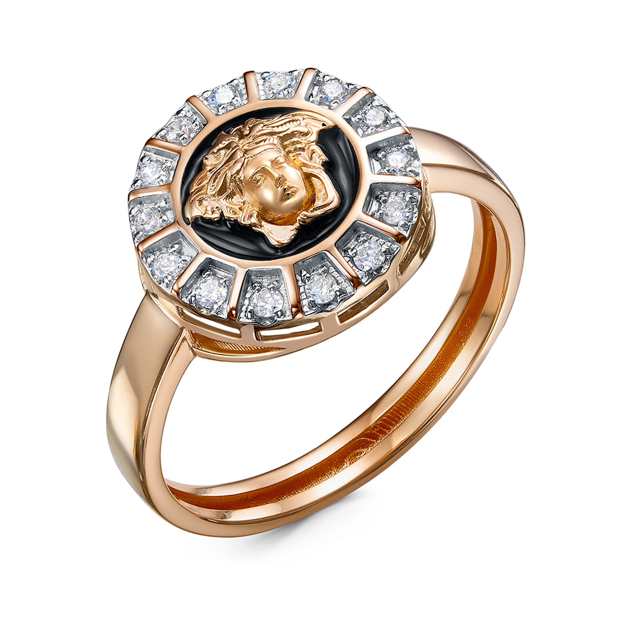 Кольцо Diamant online, красное золото, 585 проба, фианит