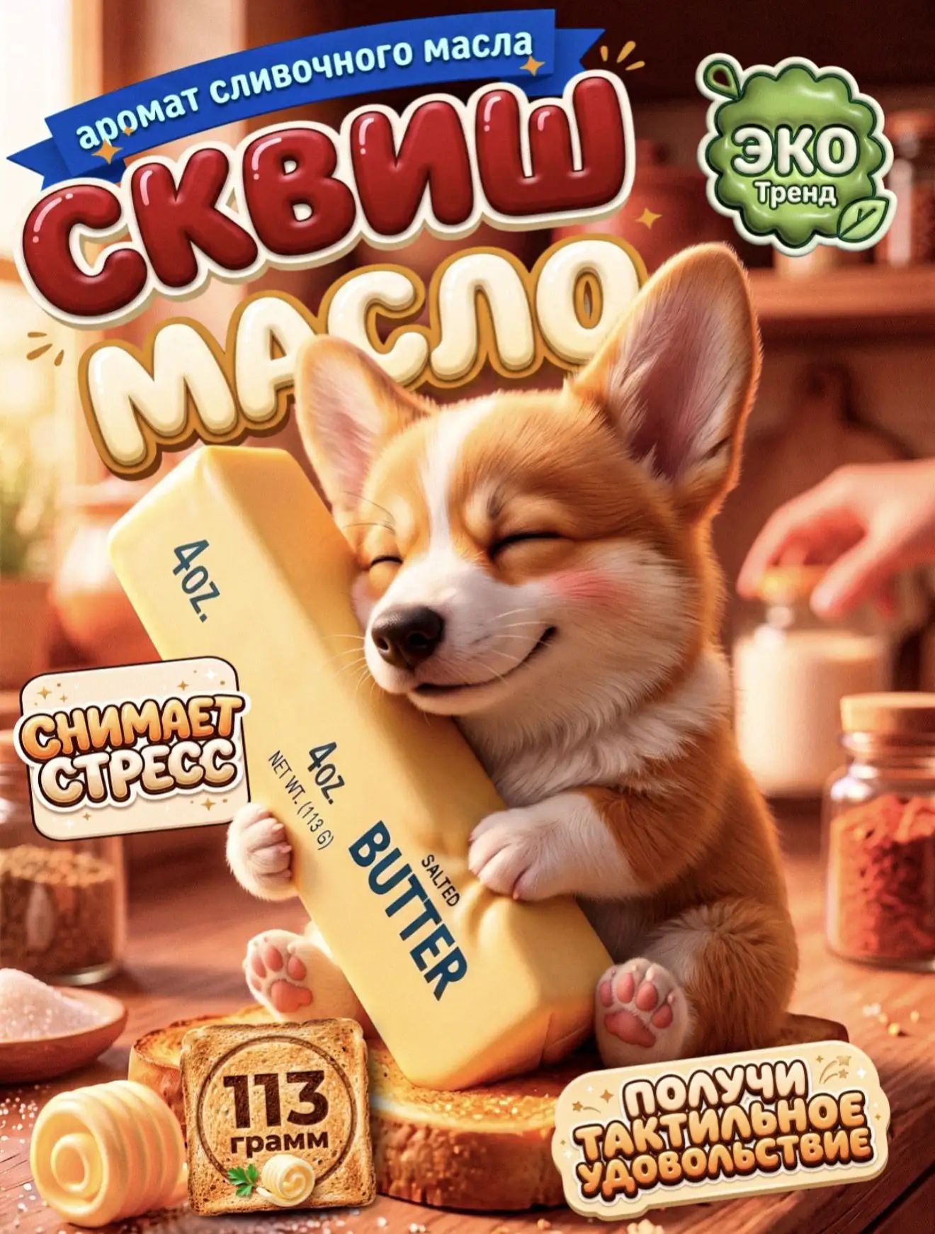Сувенирный эксклюзивный слимслайм в виде маслянистого кусочка масла
