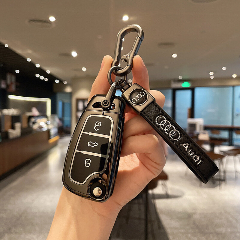 Чехол для ключей Audi для моделей A4L/A6L/Q5L/A3/Q3/Q2L/Q7/Q4/A5/A8L, бизнес-стиль с кожаным шнуром и логотипом