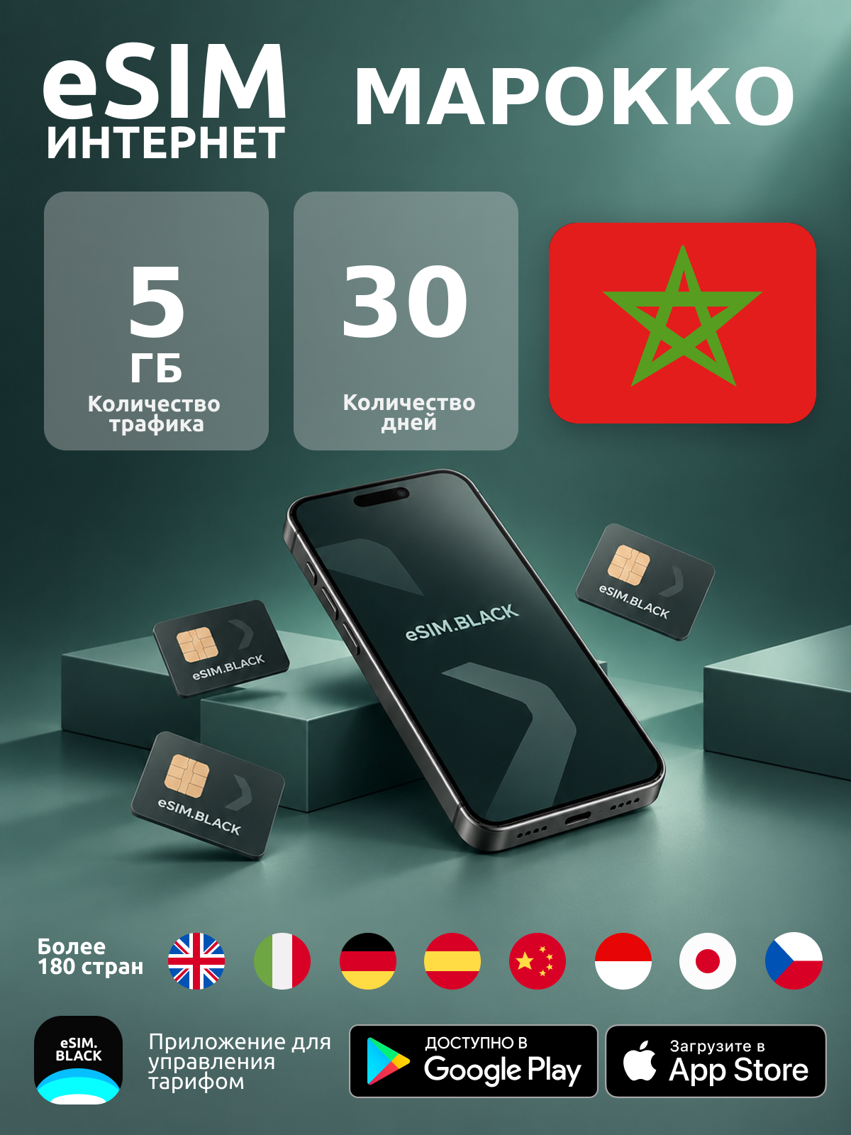 Марокко/30 дней/5 ГБ - eSIM для мобильного интернета ( iPhone | Android ).