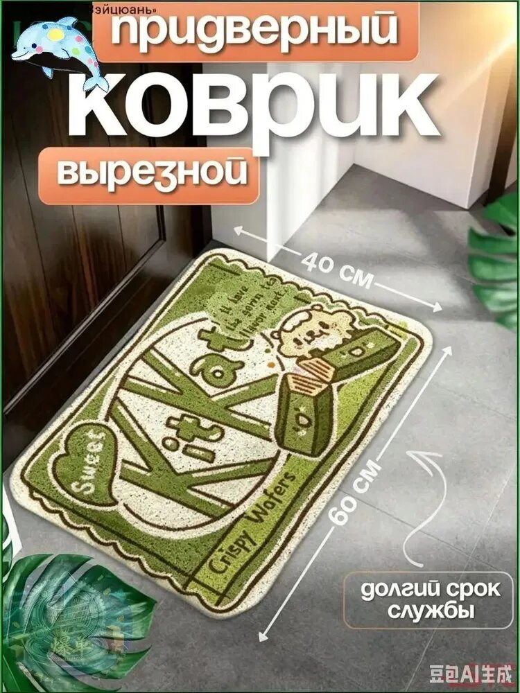Коврик придверный 40x60 см 3 мм абстракция оливковый