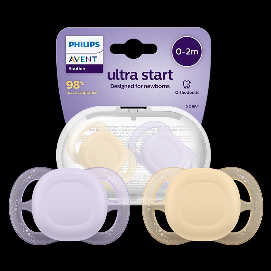 Пустышка Philips Avent Ultra Start, ортодонтическая, 0-2 мес, 2 шт