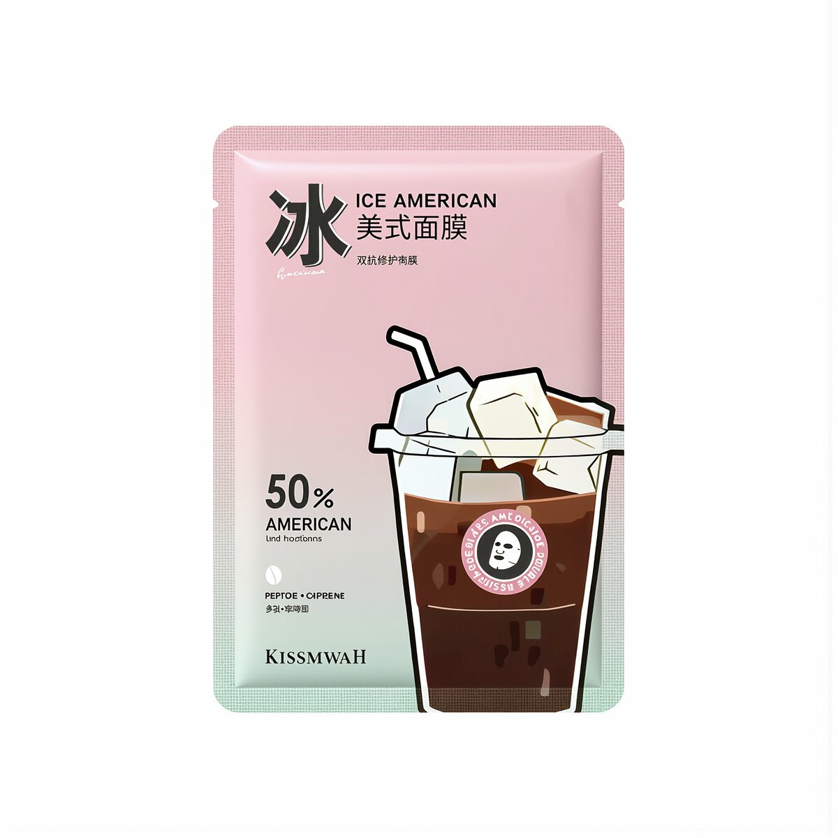Косметика для восстановления уставшей кожи маска Ice American KISSMWAH 5 штук по 25 мл с кофеином и пептидом, Маска KISSMWAH Ice American 25 мл, 1 шт