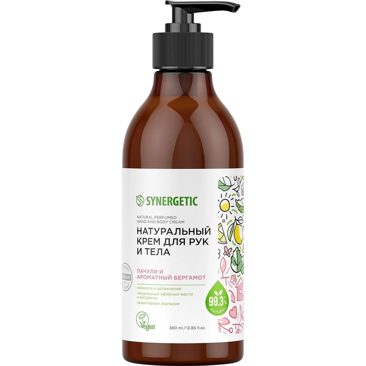 Synergetic Крем для рук и тела Synergetic Пачули и ароматный бергамот 380 мл