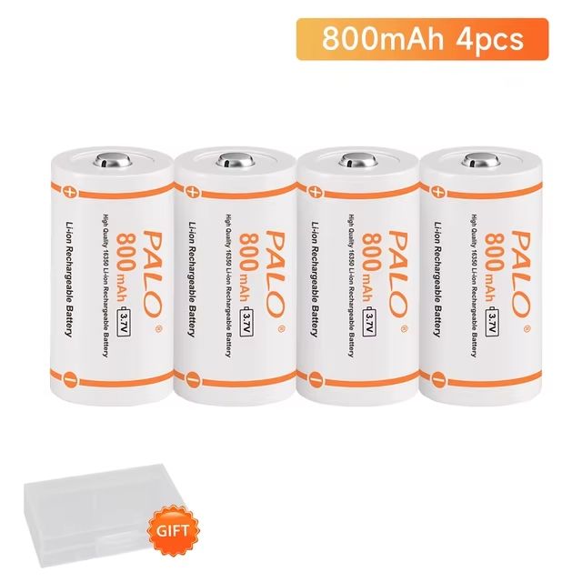 PALO Аккумуляторная батарейка 16340 (Tenergy 30200, R123, CR123), 3,7 В, 800 мАч, 4 шт
