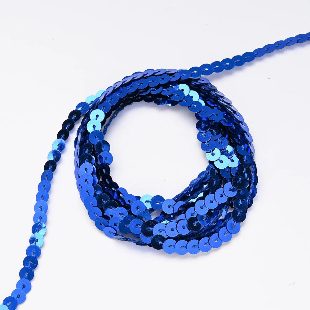Лента с блестками синяя royal blue, 5 ярдов