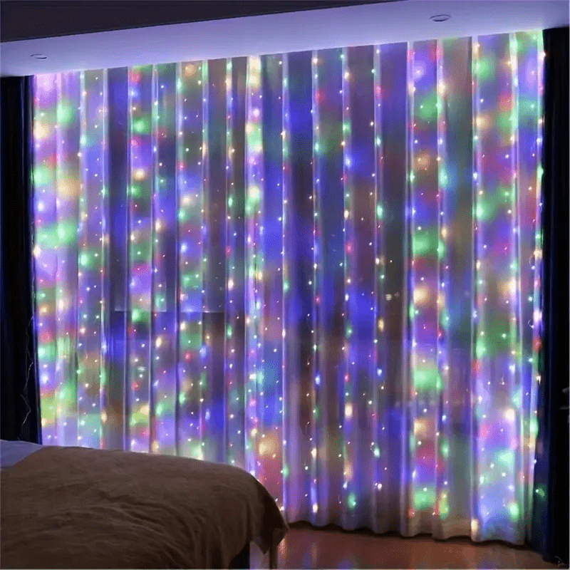 Светодиодная гирлянда-штора 300 LED, 3х3 м, с пультом ДУ и 8 режимами, питание от USB, для украшения дома и праздников