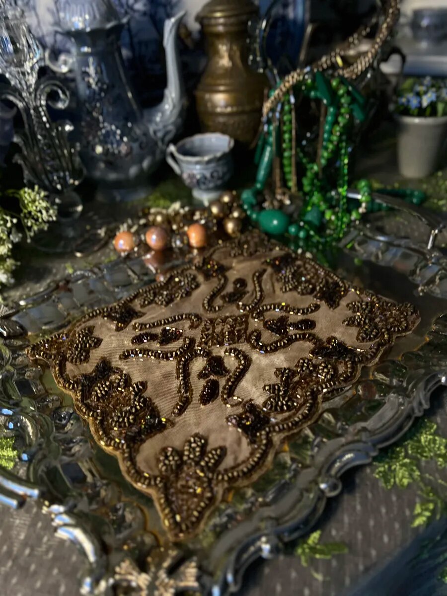 Салфетка "Богемный шик" с кружевом (23*27) см Ajourele D-1019-(23*27)-EMBROIDERY, коричневый крайола, полиэстер, хлопок