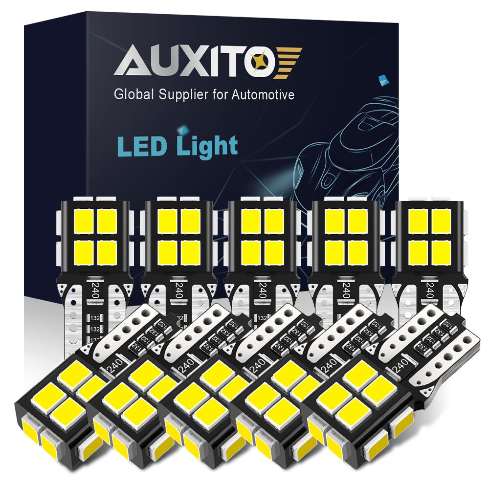 AUXITO Лампа автомобильная W5W/T10, 10 шт. арт. 14E-W5W
