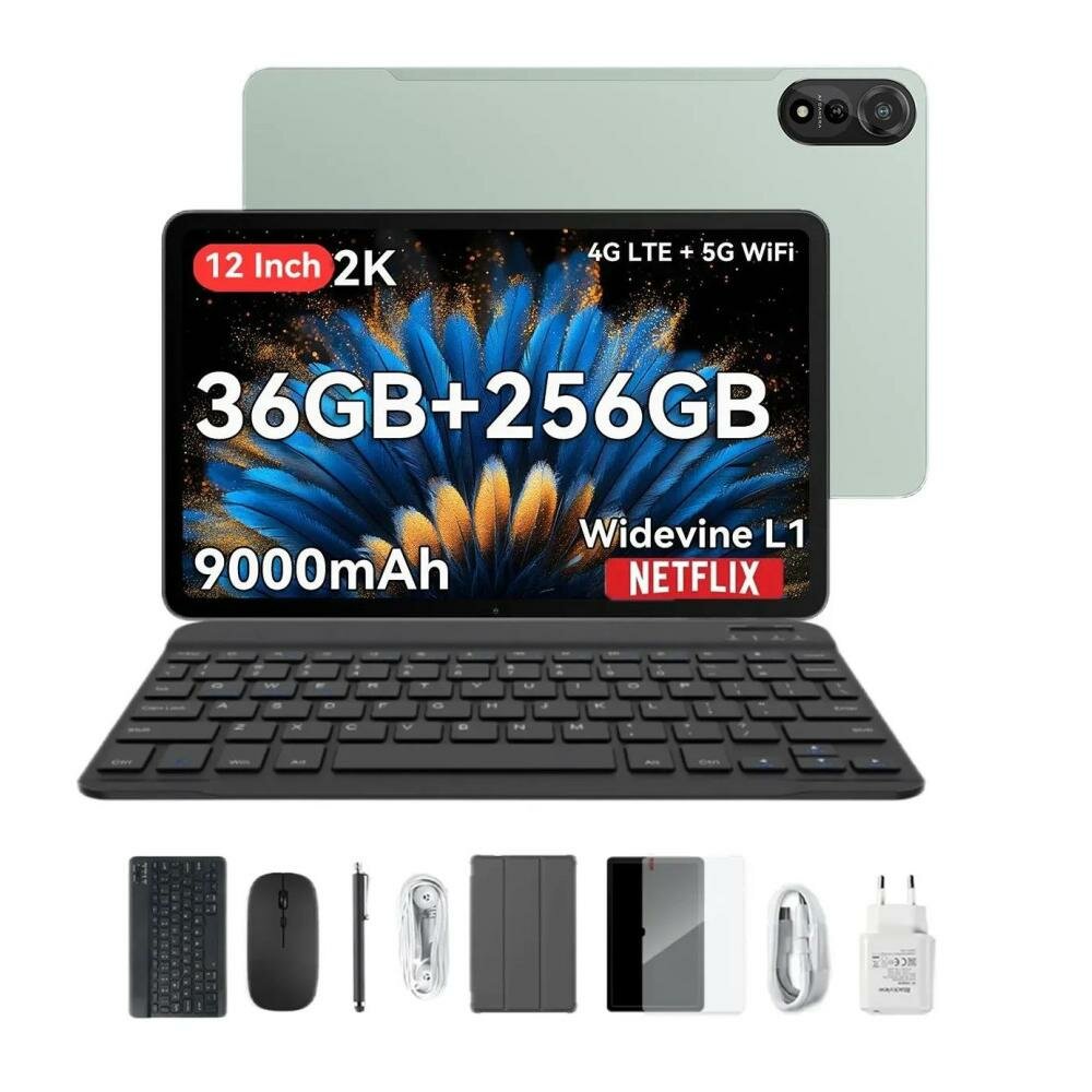 Планшет Blackview Tab MEGA 2 12/256Gb LTE + клавиатура и мышка, Зеленый
