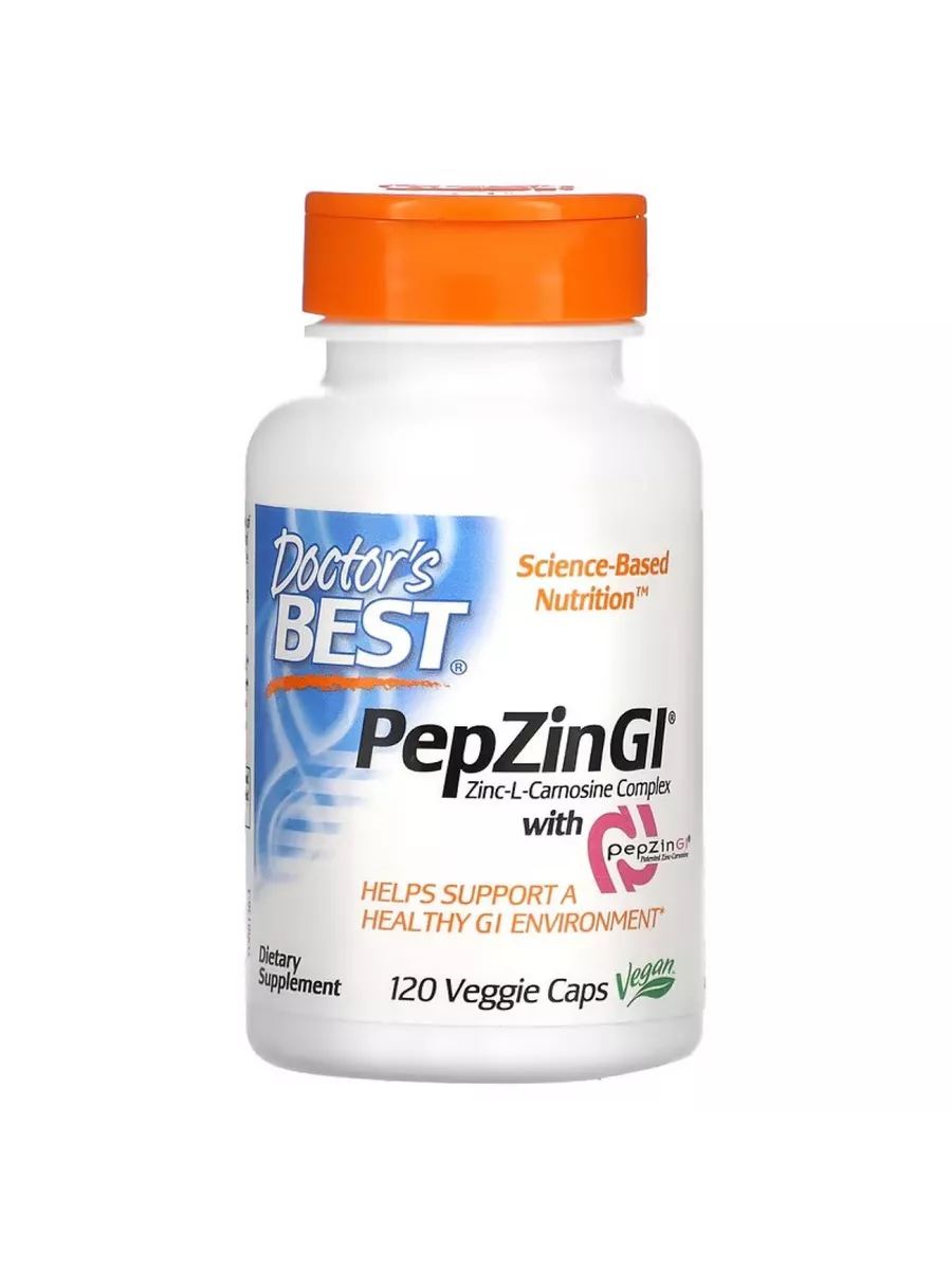 Doctor’s Best PepZin GI Zinc L-Carnosine для желудка 120 капсул оригинал