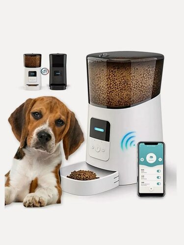 Изображение товара Умная, автоматическая кормушка, для собак и кошек, с Wi-Fi, пластик, 6 л