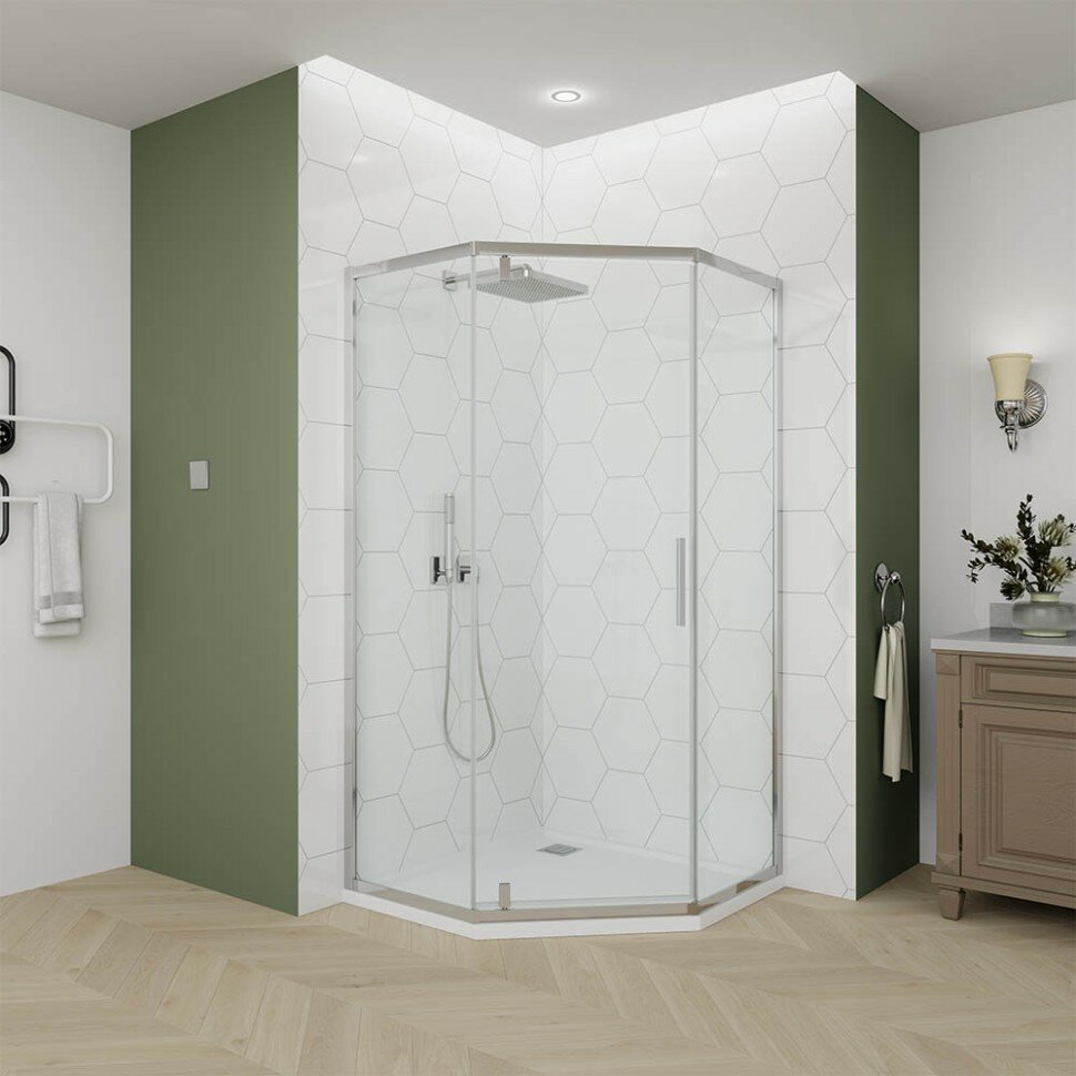 Душевой угол Veconi Ottimo P10 CH, 800x800x1900, хром, стекло прозрачное