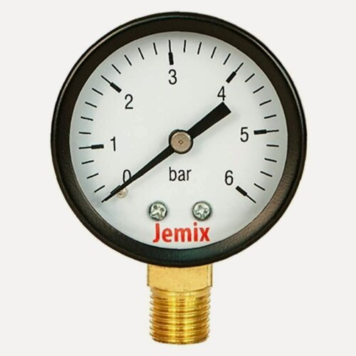 Изображение товара Манометр для насоса Jemix XPS-R, диаметр 50 мм, боковое подключение, давление 6 бар. Надежный измерительный прибор