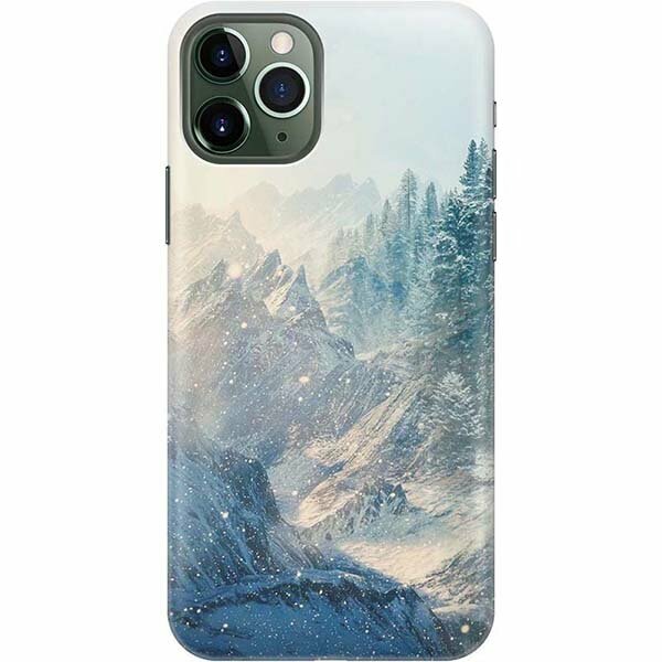 Силиконовый чехол на Apple iPhone 11 Pro Max / Эпл Айфон 11 Про Макс с рисунком "Снежные горы и лес"