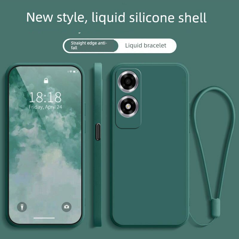 Чехол для OPPO A2X из жидкой силикона, темно-зеленый, полная защита, противоударный дизайн с закаленным стеклом