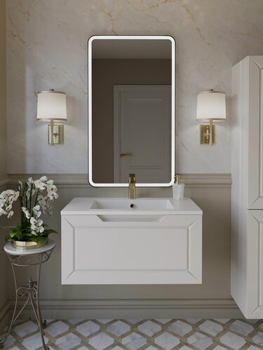 Изображение товара Тумба под раковину в ванную 80 подвесная Alba Белая аквакрафт, без раковины