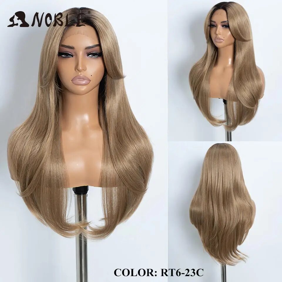 Благородный синтетический парик фронта шнурка 26 дюймов, прямой парик шнурка с эффектом омбре, часть парика для косплея, светлые парики для женщин, парик шнурка, синтетический парик шнурка