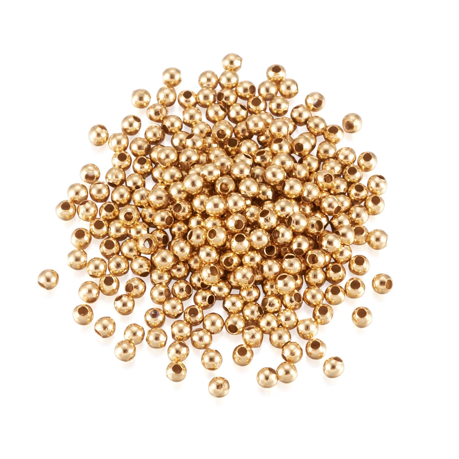 Бусины из нержавеющей стали 304, 2 мм, полые, круглые Golden