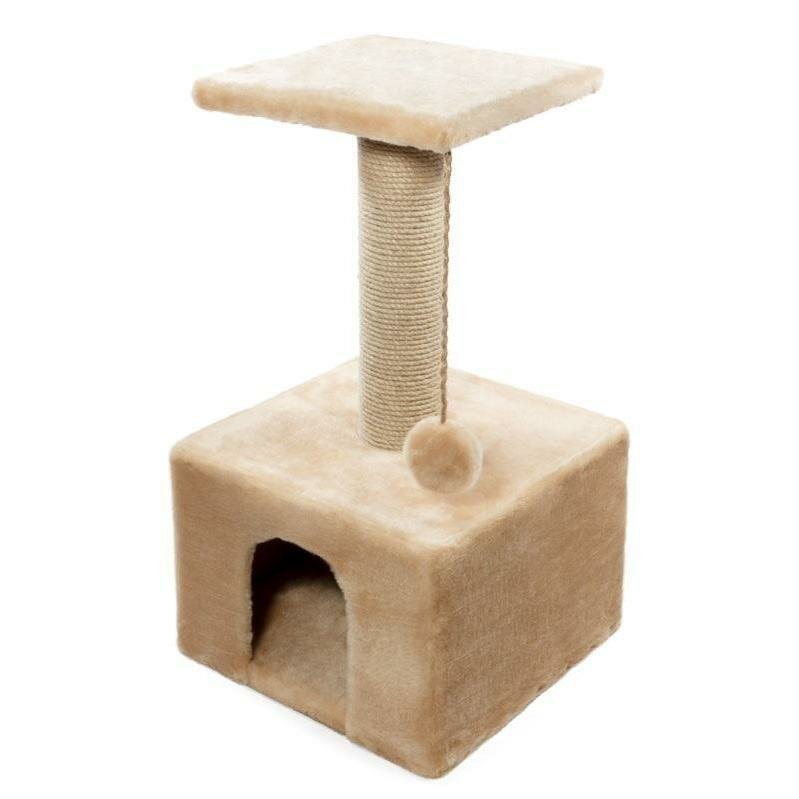 Игровой комплекс для кошек квадратный однотонный, 410*410*720мм, Gamma