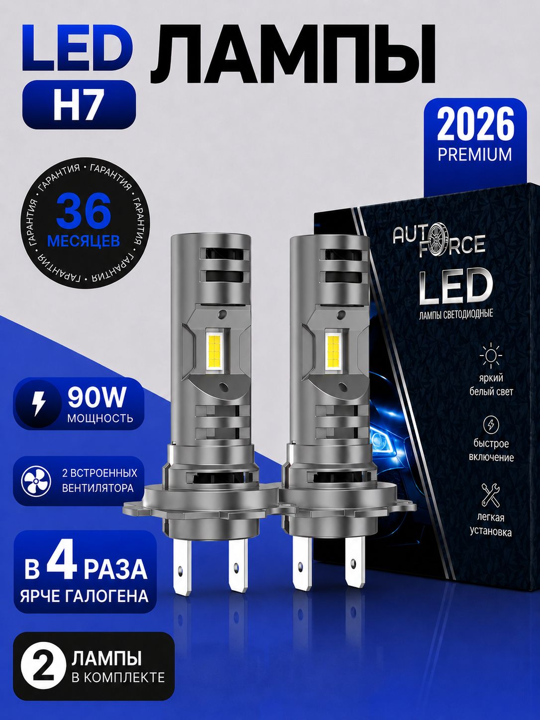 H7 led Лампа автомобильная светодиодная лед