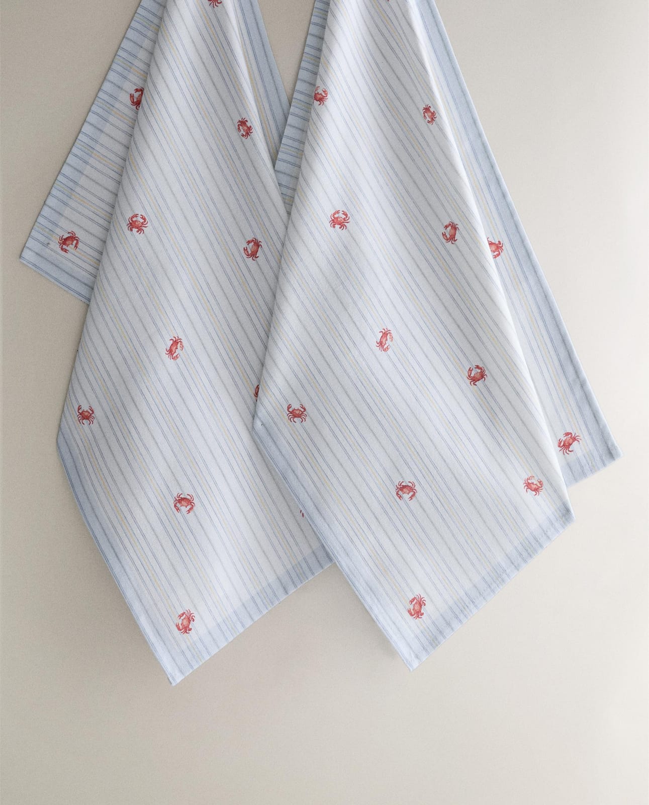 Полотенце кухонное ZARA HOME набор тряпочек с крабами, синий, 60 x 40 см, комплект 2 шт. 9283/026/400-61