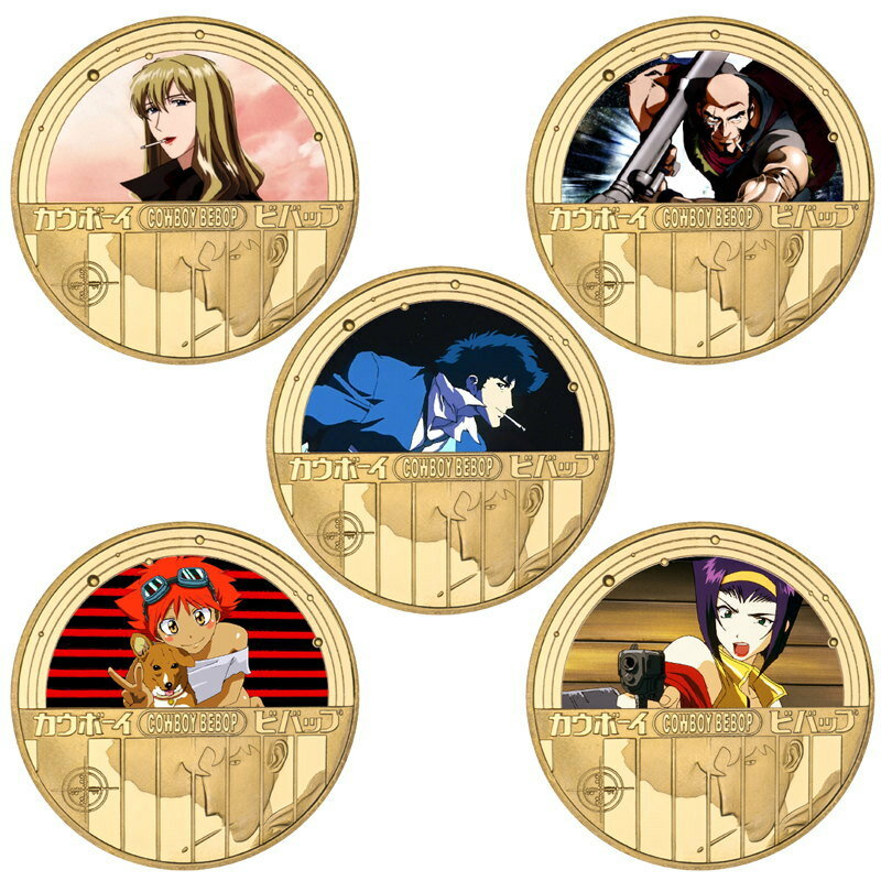 Набор из пяти стилей коллекционных монет аниме «Cowboy Bebop», литье металла, 40 мм диаметр каждая