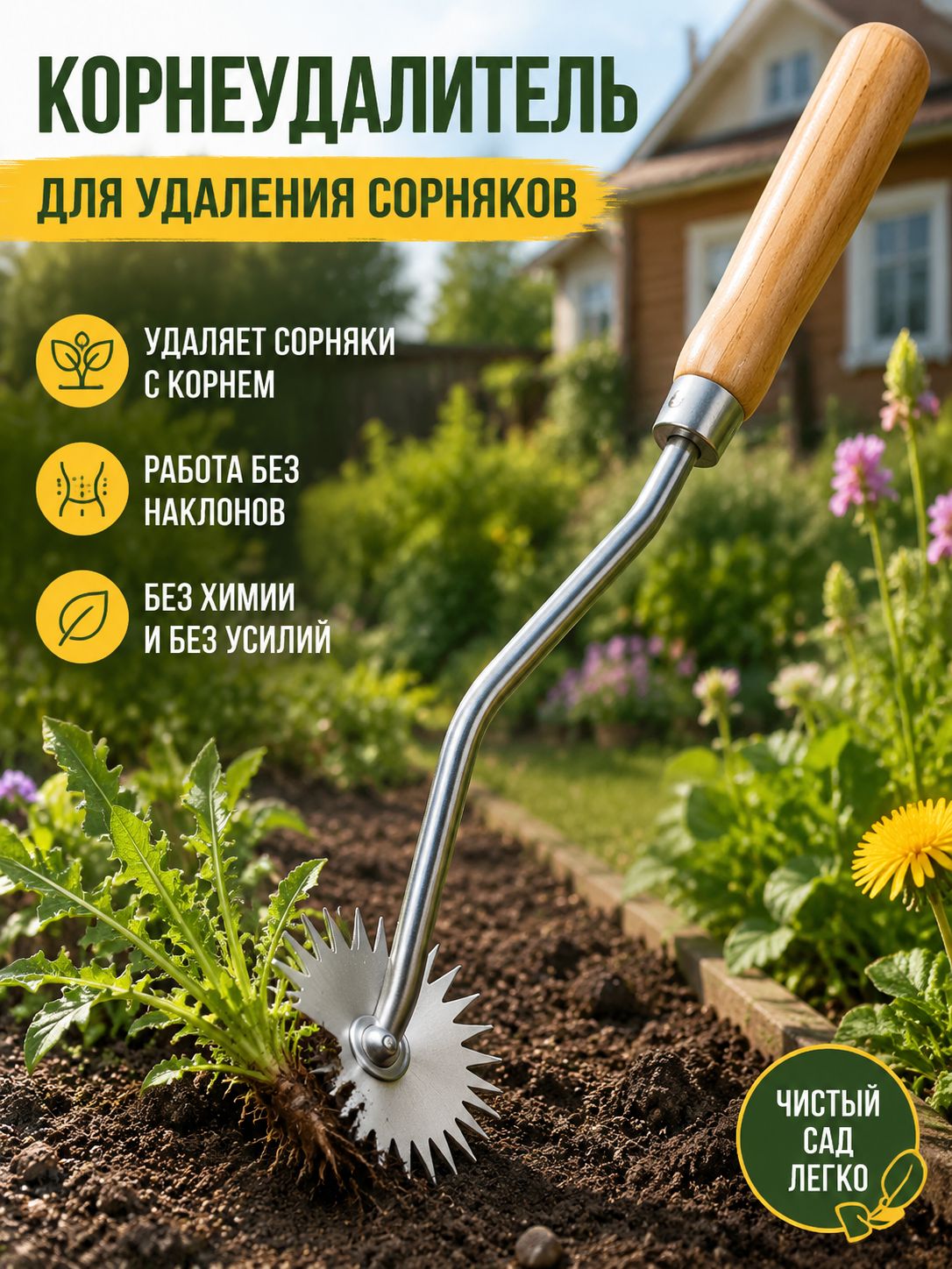 Корнеудалитель 380 см рукоять, 100 см ширина, металл