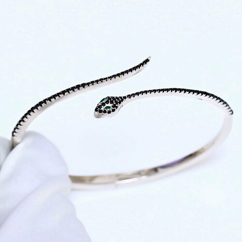 фото Браслет diamant online, серебро, 925 проба, родирование, фианит, длина 17 см., черный