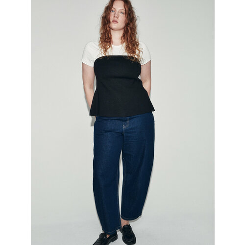 фото Джинсы широкие befree plus size, размер xl/170, сырой индиго