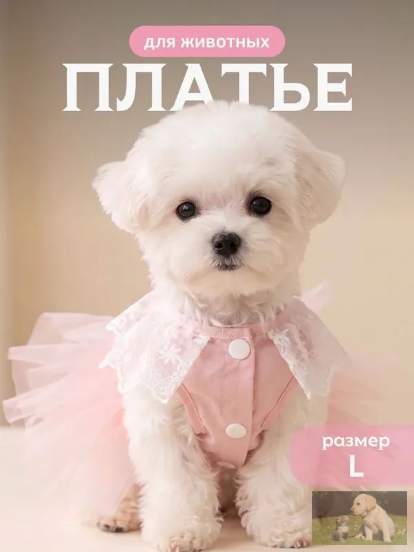 Платье для кошек и собак мелких и средних пород , розовое, размер L