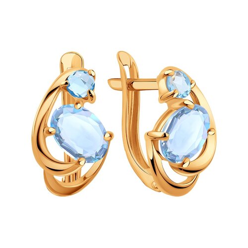 фото Серьги diamant online, красное золото, 585 проба, топаз, длина 1.4 см, , голубой