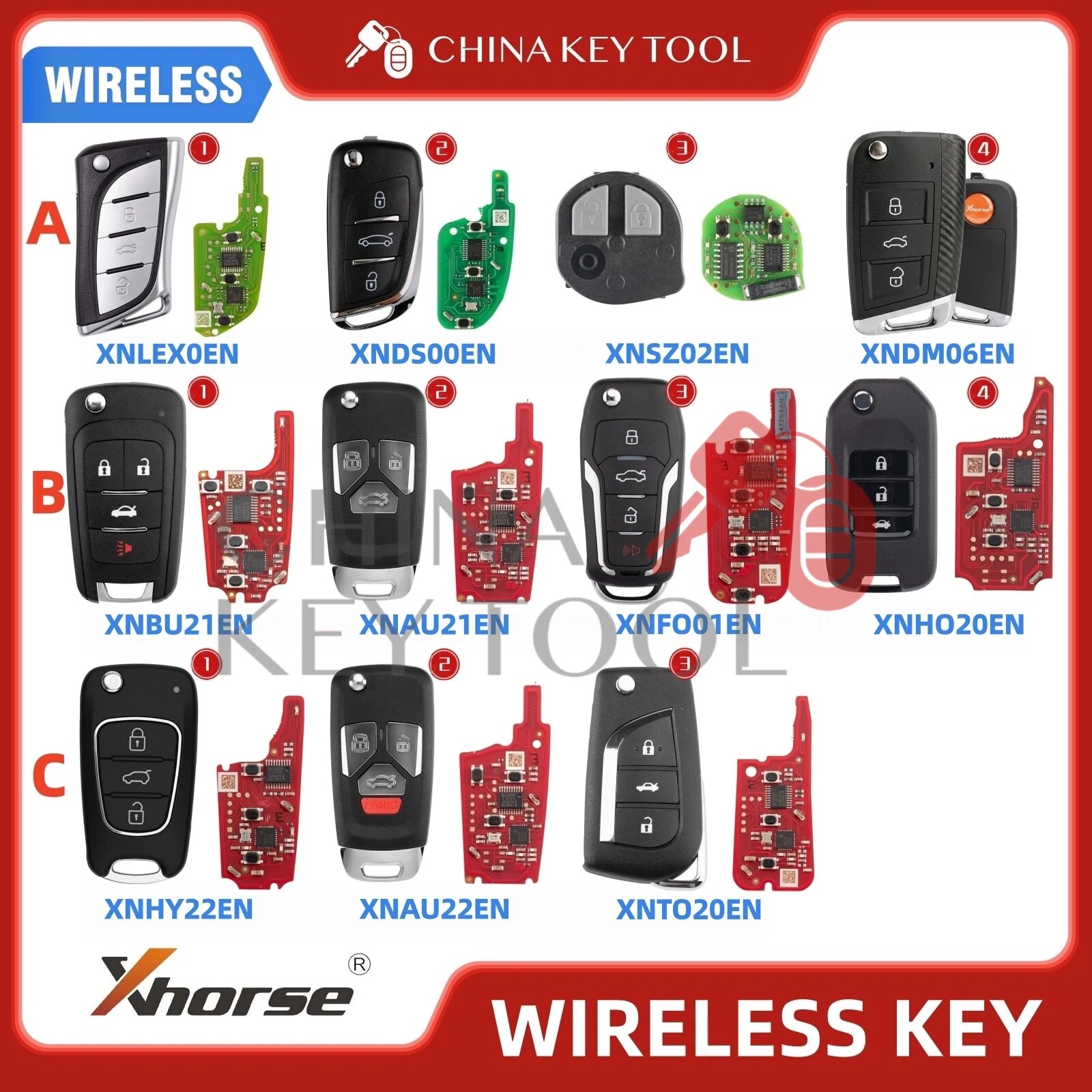Беспроводной дистанционный ключ Xhorse XN XNSZ01EN XNAU21EN XNAU22EN XNBU21EN XNDS00EN XNFO01EN 4, A